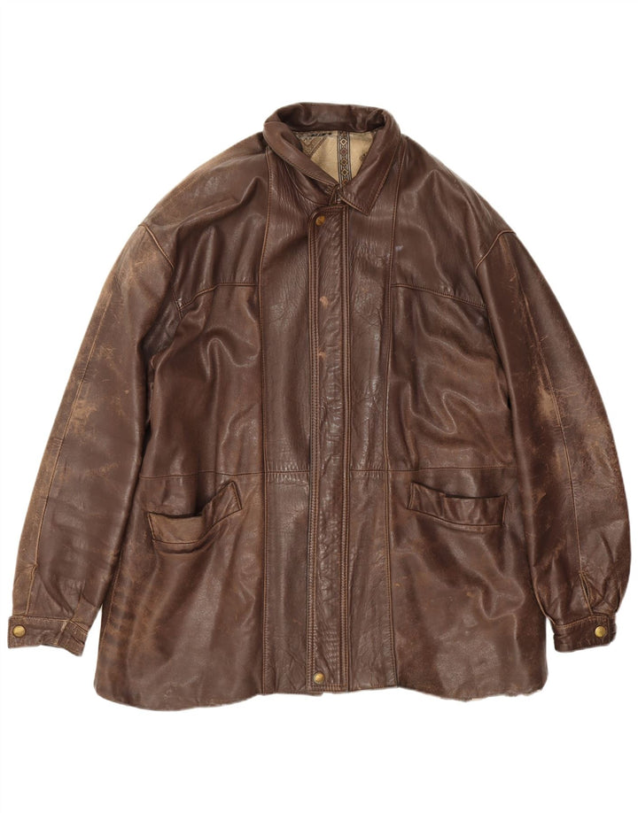 Vintage Herren Lederjacke UK 44 2XL Braun