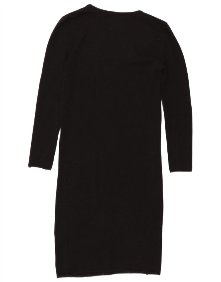 Zara Damen Langarm-Pulloverkleid UK 12 Medium Schwarz