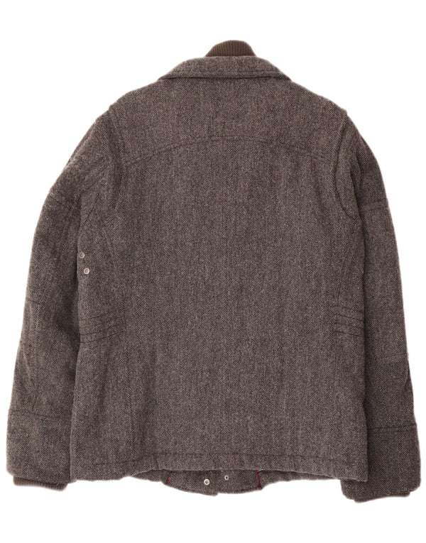 Gepolsterte Herren-Utility-Jacke von Kappa, UK 40, Größe L, grau, Fischgrätenmuster, Wolle, klassisch