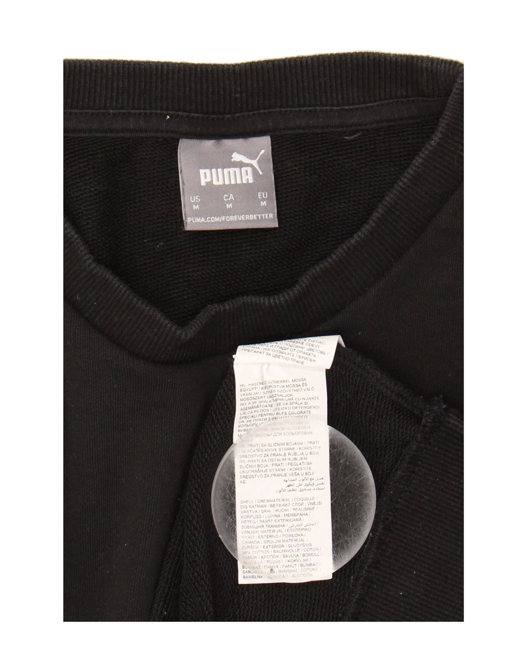 PUMA Mens Graphic Sweatshirt Jumper  Medium Black Cotton Vintage Puma and Second-Hand Puma from Messina Hembry 