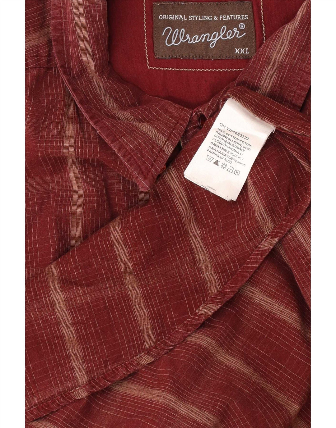 Wrangler Herrenhemd 2XL, kastanienbraun, kariert, Baumwolle