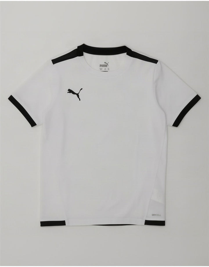 Puma T-Shirt für Jungen, 7–8 Jahre, weißes Colourblock-Polyester