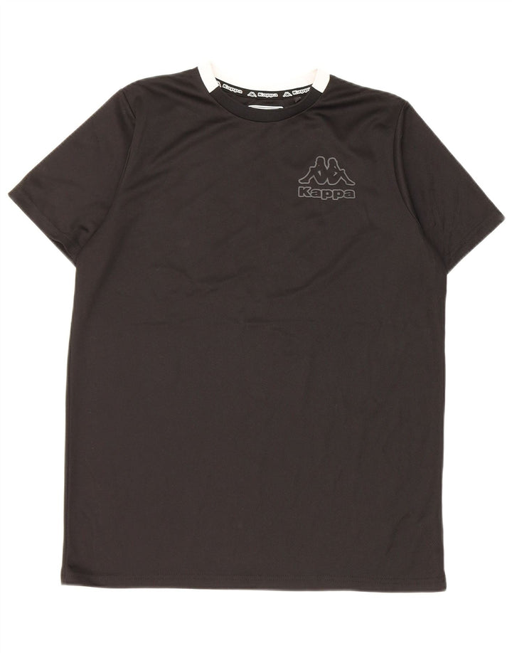 Kappa T-Shirt-Oberteil für Jungen, 14–15 Jahre, schwarzes Colourblock-Polyester