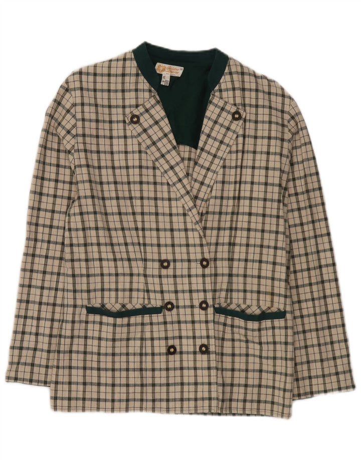 Vintage Damen Zweireihige Blazerjacke EU 38 Medium Off White Check