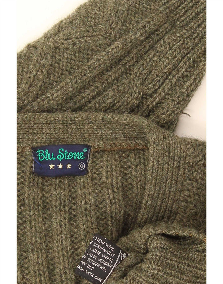 Vintage Herren Cardigan Pullover XL Grün Schurwolle