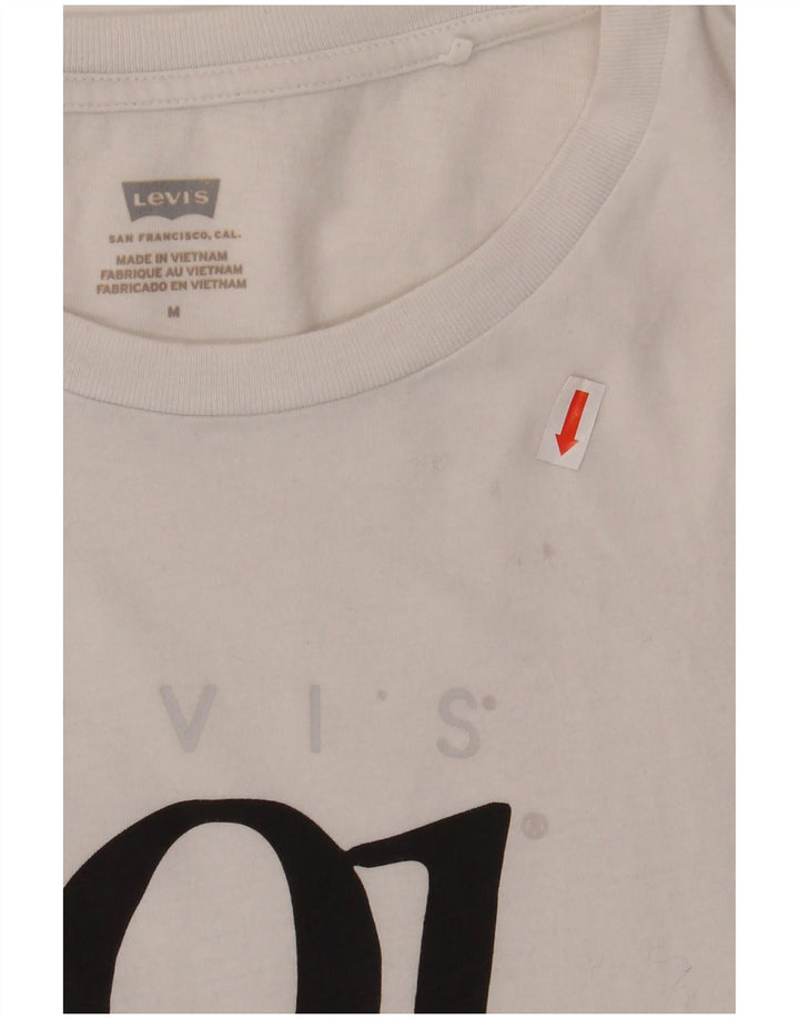 LEVI'S Damen Grafik-T-Shirt-Oberteil UK 14 Mittelweiß