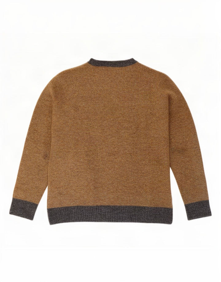 Brooksfield Herren-Pullover mit Rundhalsausschnitt, mittelbraune Wollblockfarbe