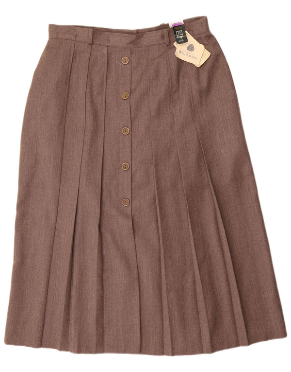 St. Bernard Damen Midi-Faltenrock UK 20 2XL W34 Braune Wolle