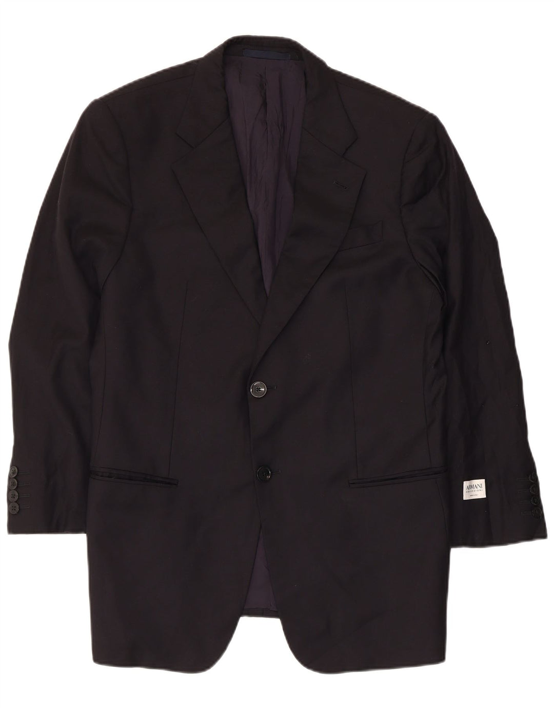 Armani Collezioni Herren-Blazer mit 2 Knöpfen, IT 50, große schwarze Wolle