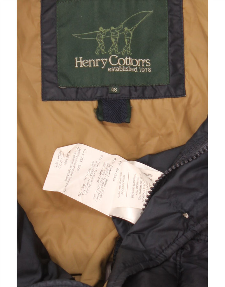 Henry Cottons wattierte Herrenjacke mit Kapuze, IT 48, Mittelmarineblau