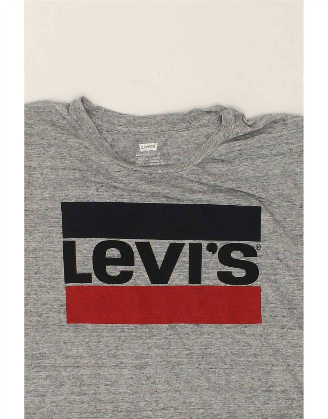 LEVI'S Womens Graphic T-Shirt Top UK 14 Medium Grey Flecked Cotton Vintage Levi's and Second-Hand Levi's from Messina Hembry 
