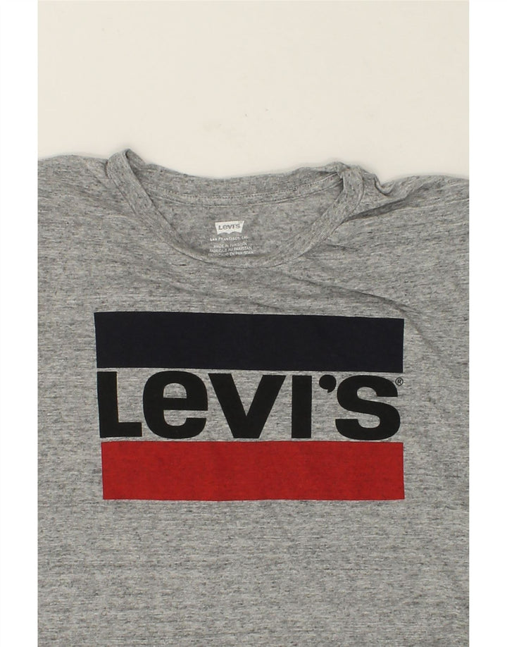 LEVI'S Womens Graphic T-Shirt Top UK 14 Medium Grey Flecked Cotton Vintage Levi's and Second-Hand Levi's from Messina Hembry 