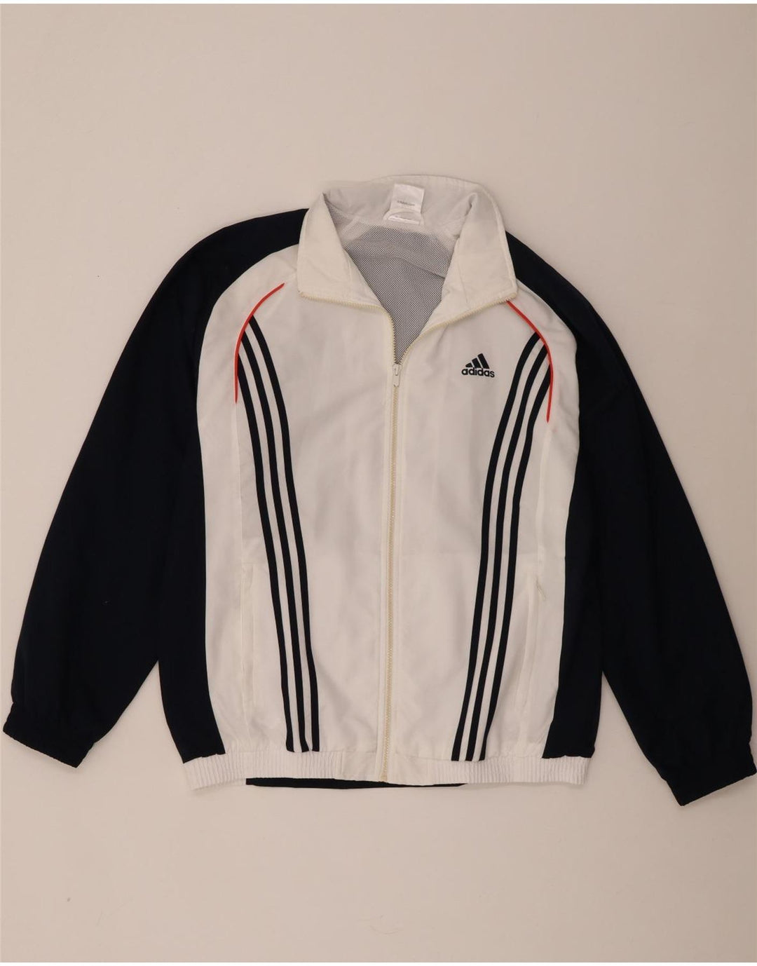 Adidas Herren-Trainingsanzugoberteil, UK-Größe 42/44, großes weißes Colourblock-Polyester