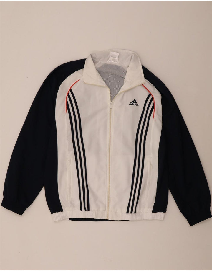 Adidas Herren-Trainingsanzugoberteil, UK-Größe 42/44, großes weißes Colourblock-Polyester