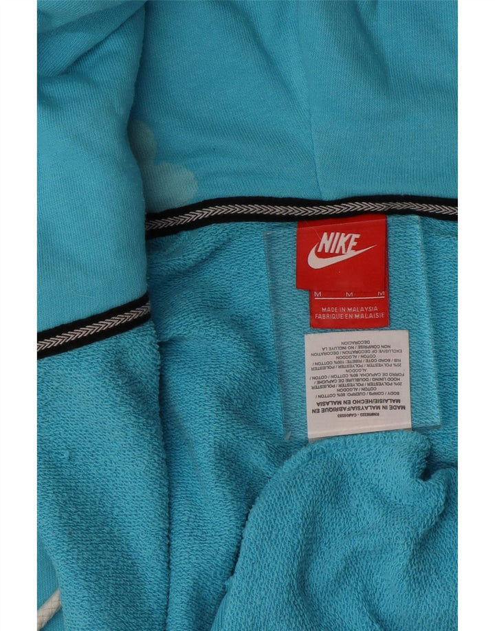NIKE Womens Graphic Zip Hoodie Pullover UK 14 Mittelblaue Baumwolle