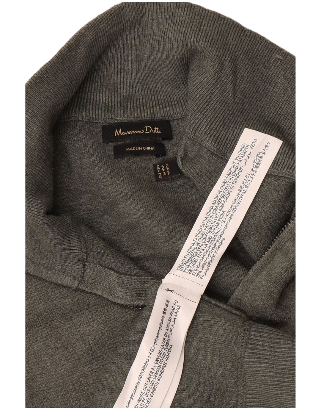 MASSIMO DUTTI Herren-Pullover mit Reißverschluss, XL, graue Viskose