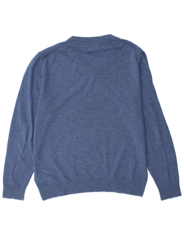 Gant Herren-Pullover mit V-Ausschnitt, groß, blaue Wolle