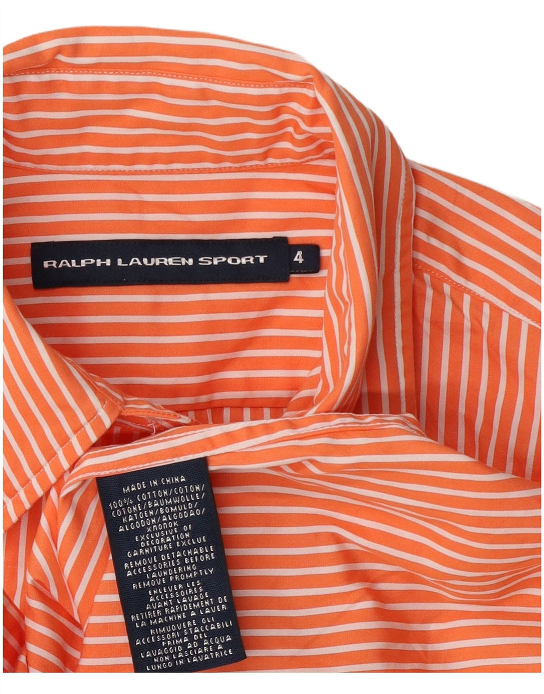Ralph Lauren Damenhemd US 4 Small Orange gestreift aus Baumwolle