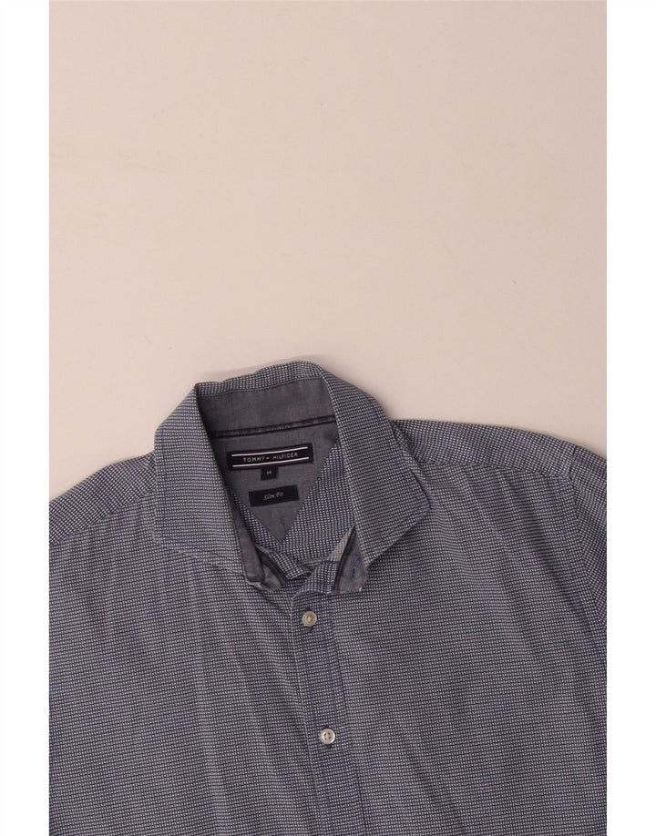 TOMMY BAHAMA Herren-Slim-Fit-Hemd aus mittelblau karierter Baumwolle