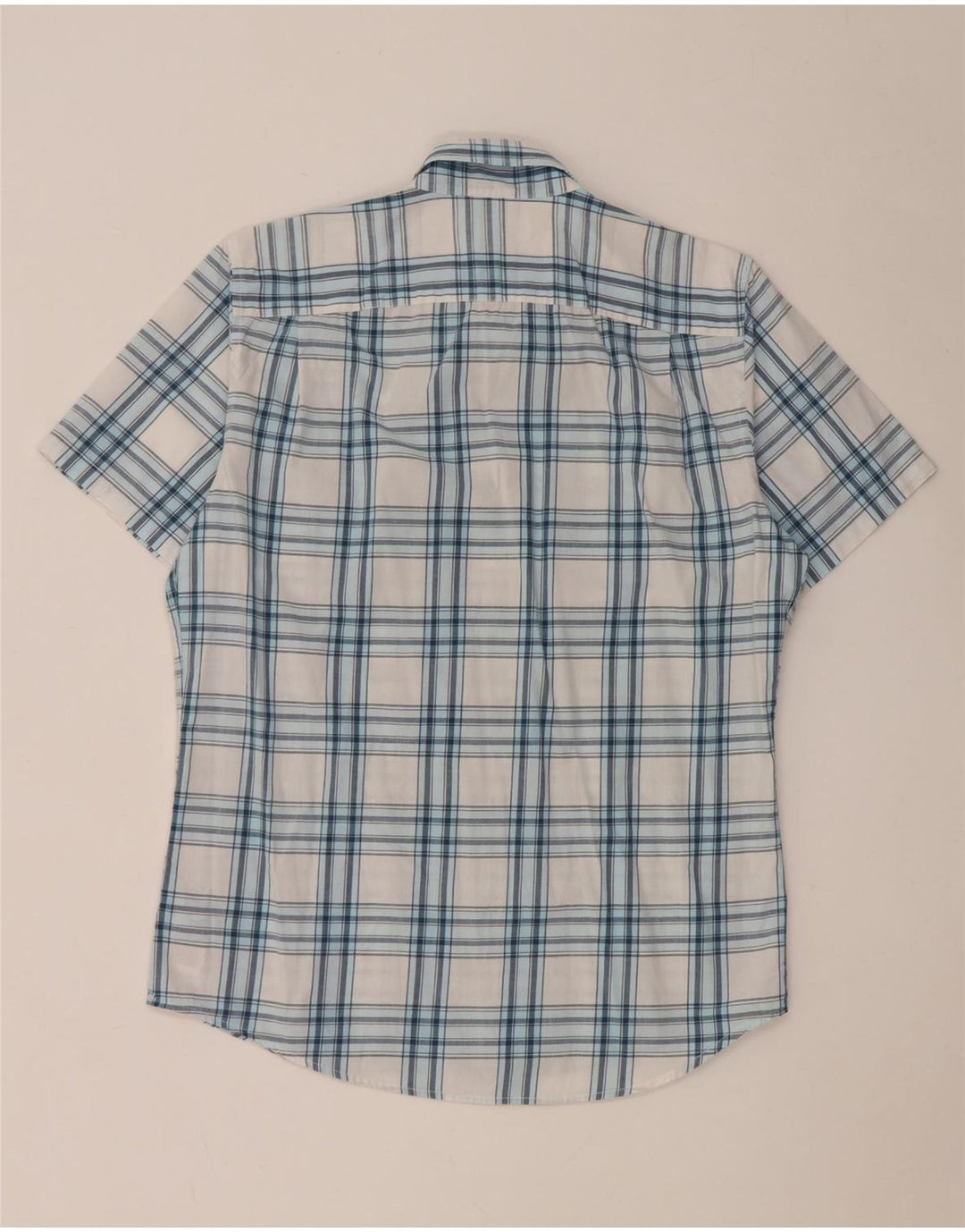 Gap Herren-Kurzarm-Slim-Fit-Hemd aus mittelweiß karierter Baumwolle
