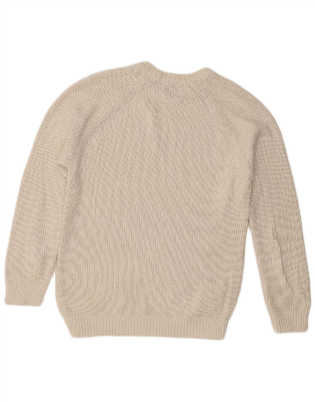 Zara Herren-Pullover mit Rundhalsausschnitt, Größe S, weiße Baumwolle