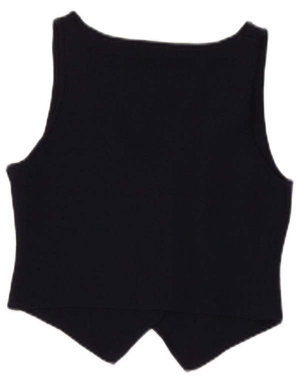 Zara Damen Crop Knit Weste UK 10 Small Marineblau