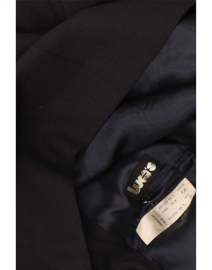 Vintage Herren Zweireiher Blazer Jacke IT 56 3XL Schwarz Polyester