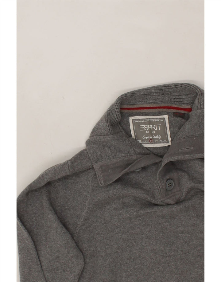 ESPRIT Mens Button Neck Jumper Sweater Medium Grey Cotton Vintage Esprit and Second-Hand Esprit from Messina Hembry 
