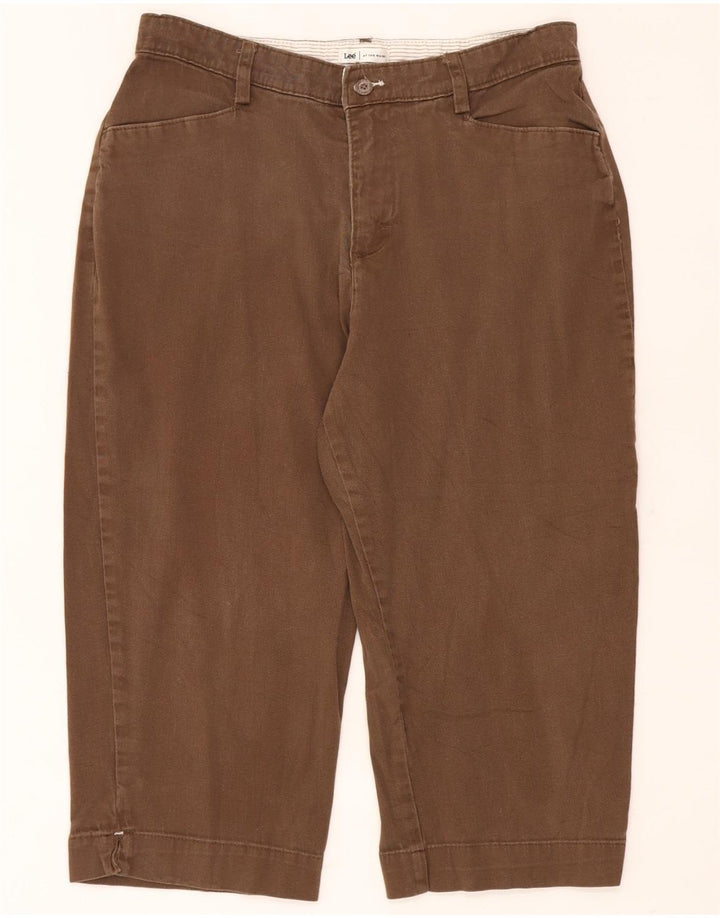 LEE Damen Caprihose US 12 Large W32 L20 Braune Baumwolle