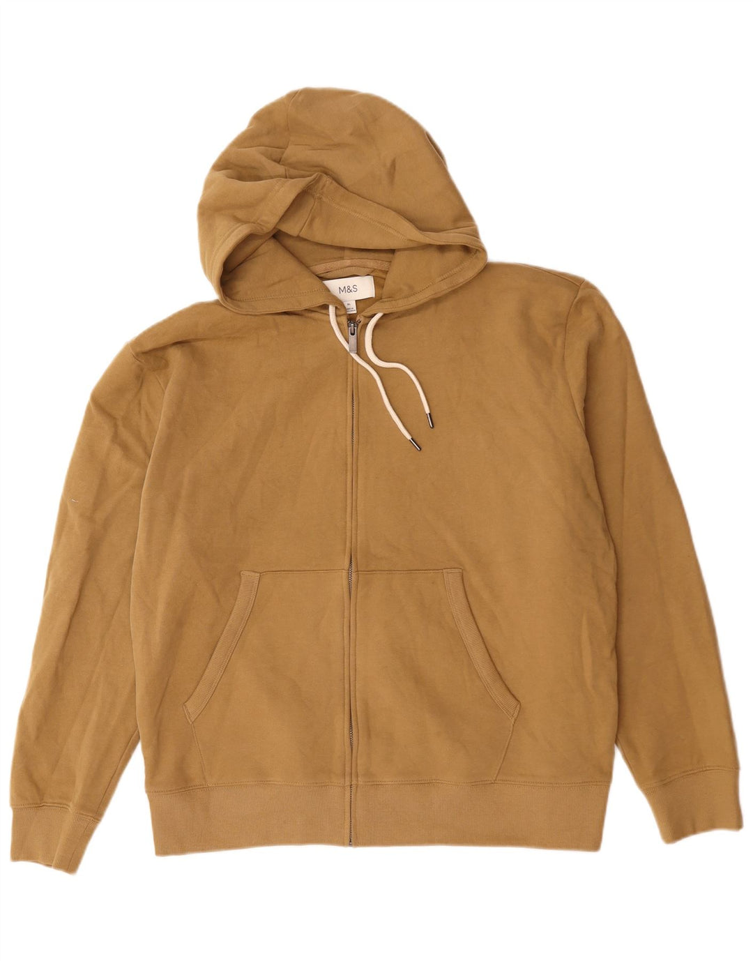 Marks & Spencer Herren-Kapuzenpullover mit Reißverschluss, XL, beige Baumwolle