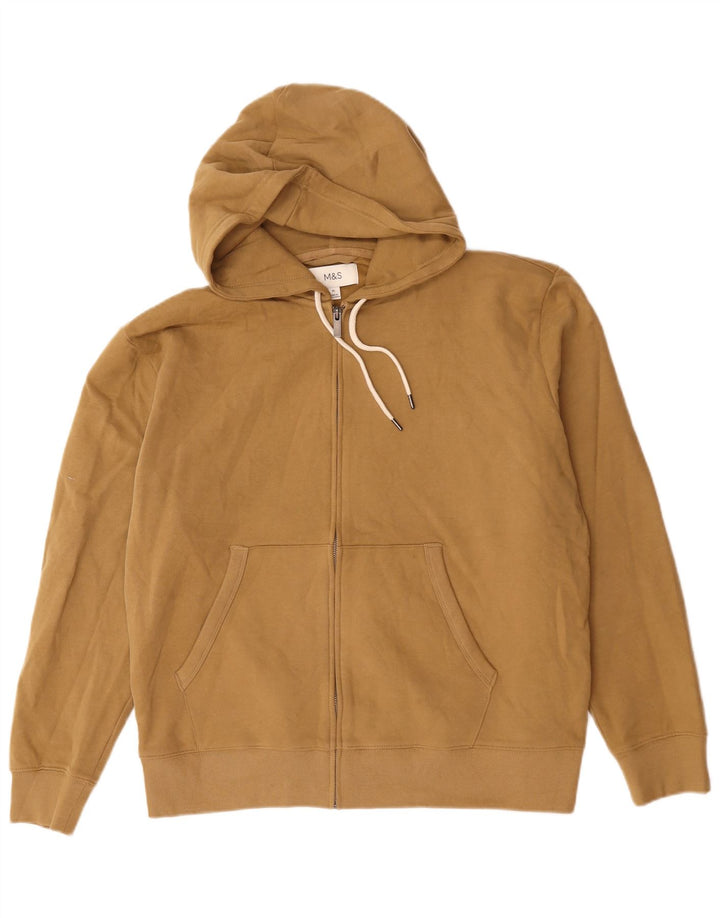 Marks & Spencer Herren-Kapuzenpullover mit Reißverschluss, XL, beige Baumwolle
