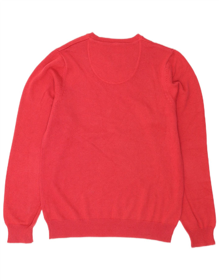 Marks & Spencer Herren Blauer Harbor-Pullover mit U-Boot-Ausschnitt, Größe S, rote Baumwolle