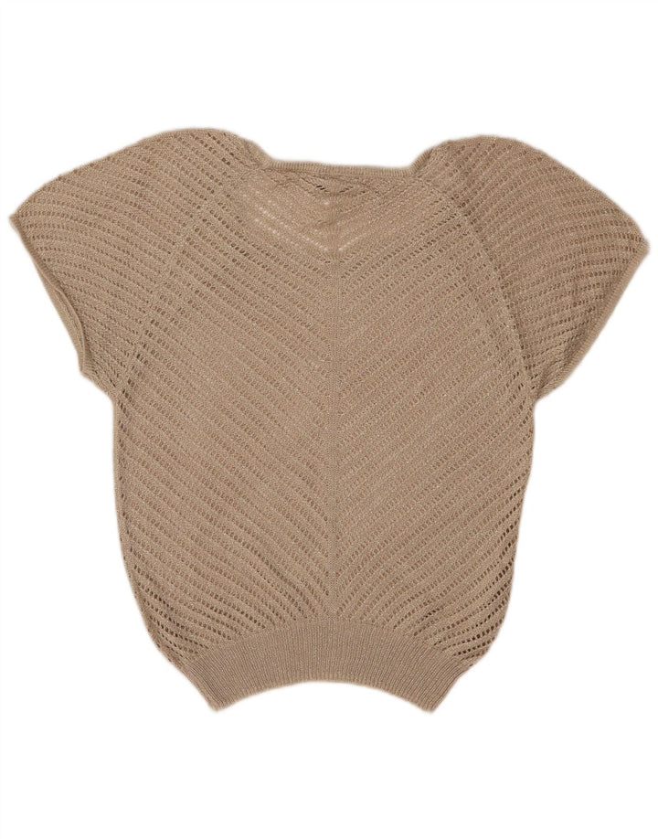 LAURA SCOTT Damen Pullover mit kurzen Ärmeln und U-Boot-Ausschnitt, Gr. 8, Beige