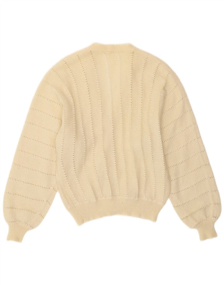Vintage Damen Cardigan Pullover UK 14 Medium Off White