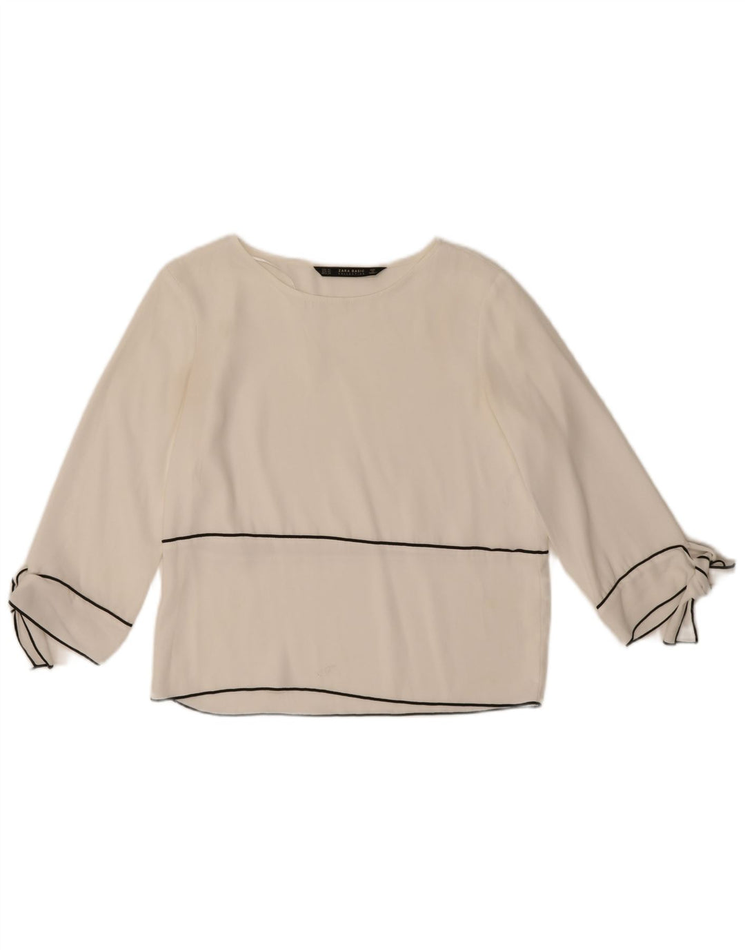 Zara Damen-Blusenoberteil mit 3/4-Ärmeln, UK 6, XS, Weiß, Polyester