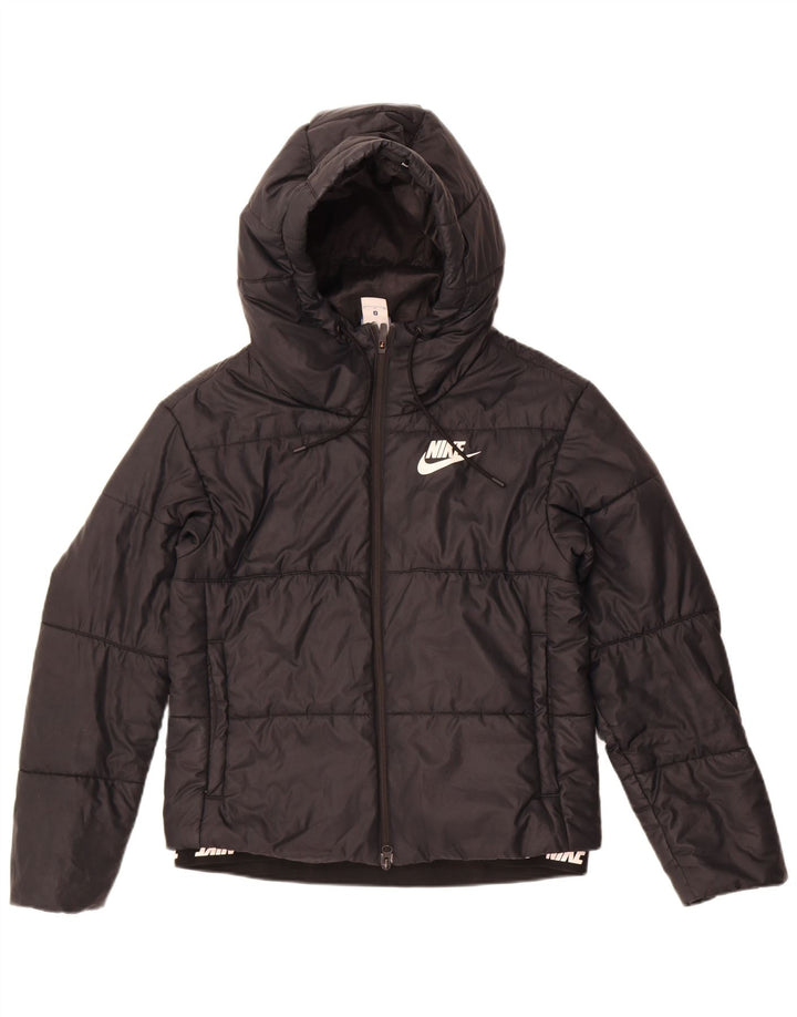 Nike Damen-Kapuzenjacke, wattiert, Gr. 10, Größe S, Schwarz, Polyester
