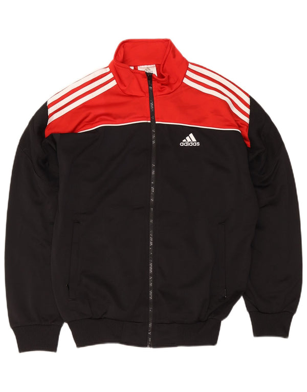Adidas Jungen-Trainingsanzug-Top-Jacke, 13–14 Jahre, schwarzes Colourblock-Polyester