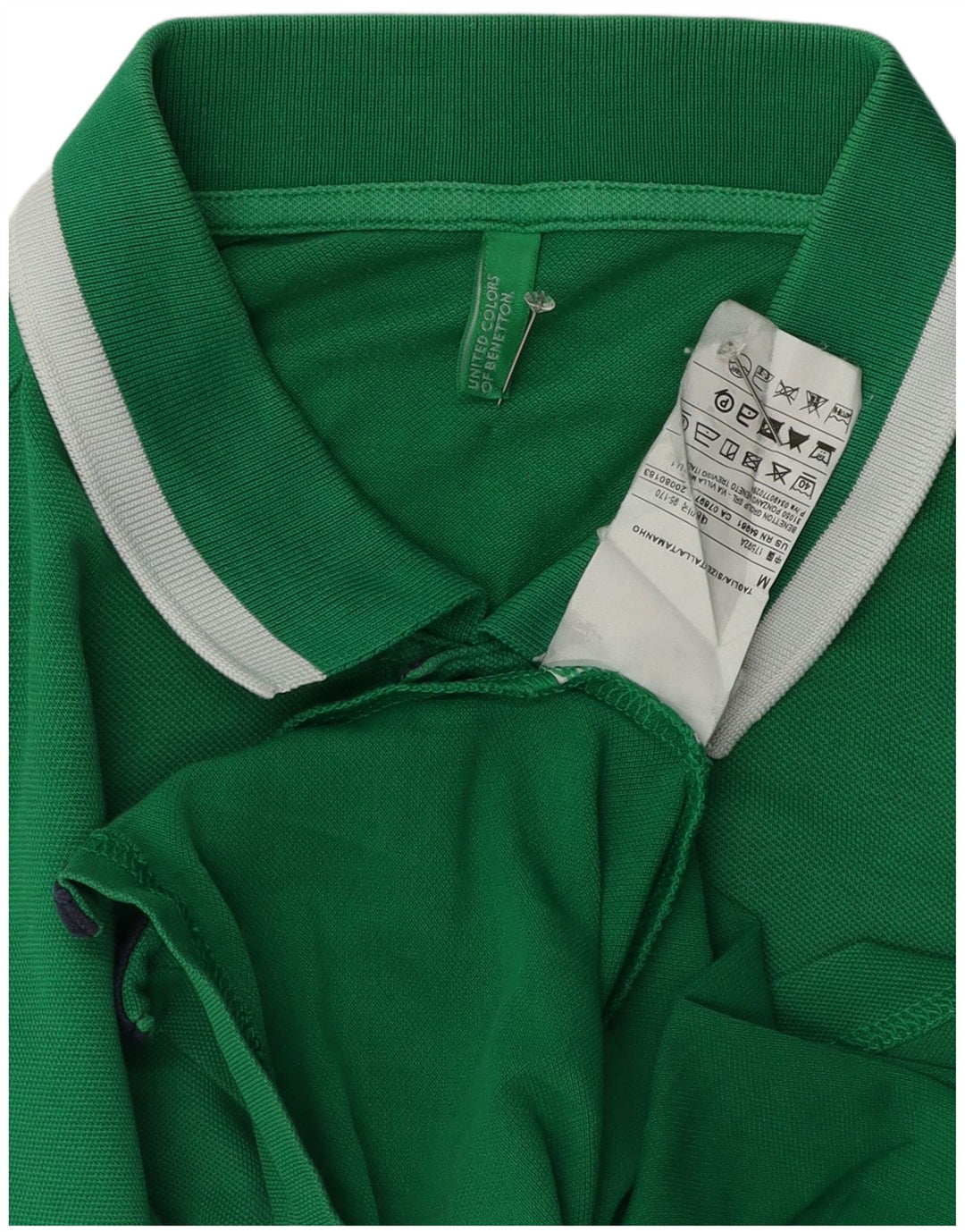 Benetton Herren-Poloshirt aus mittelgrüner Baumwolle