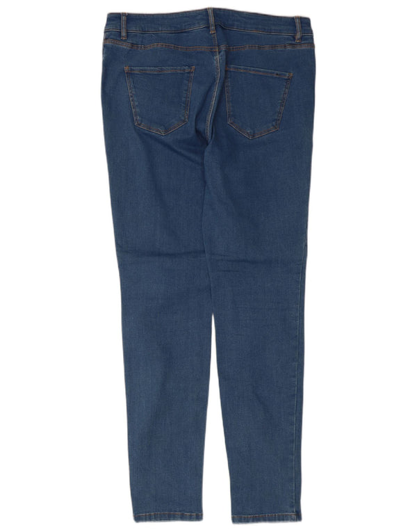 Massimo Dutti Damen Skinny Jeans EU 42 Large W32 L29 Blau geblümte Baumwolle