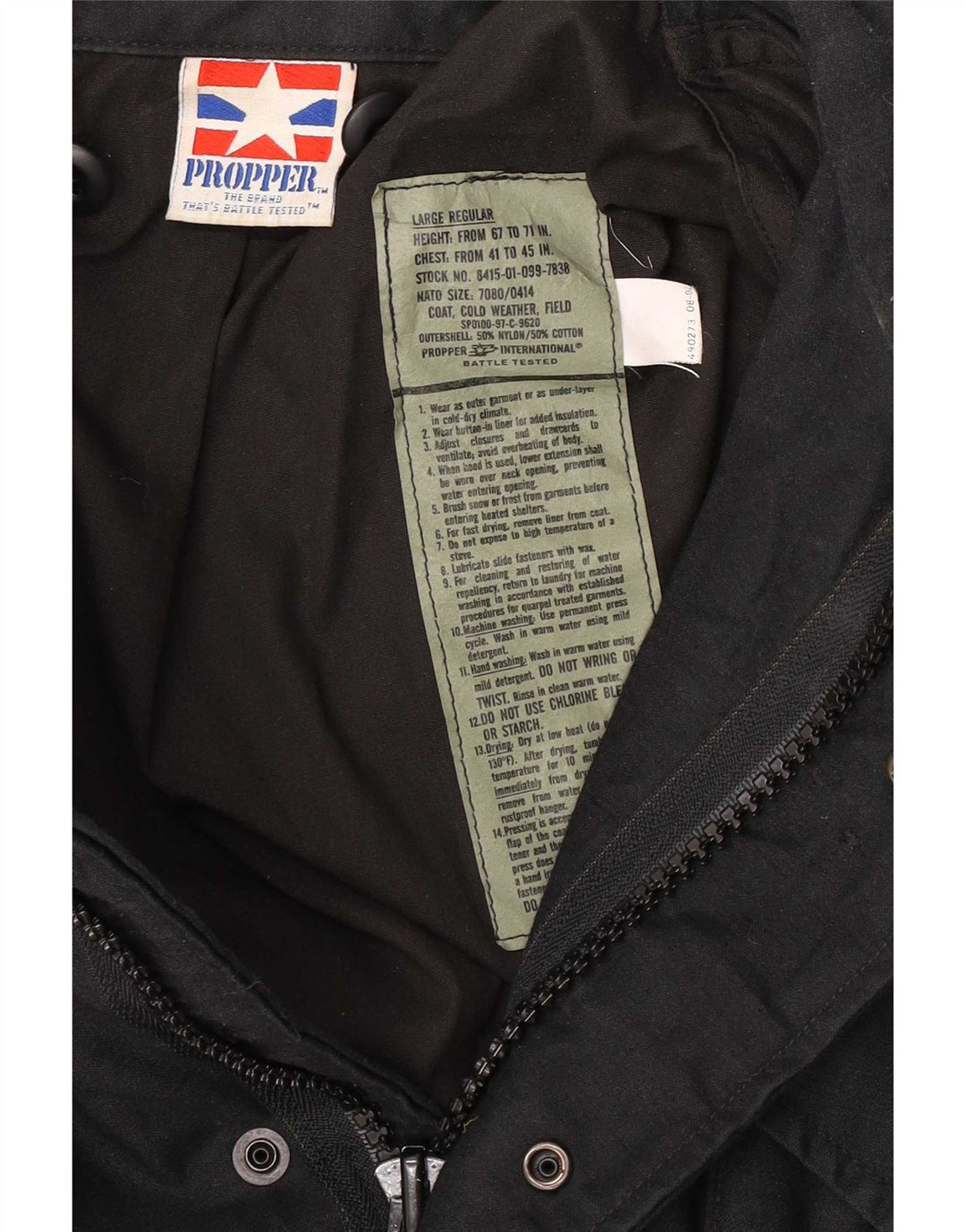 Propper Herren Militärjacke UK 40 Large Schwarz Nylon