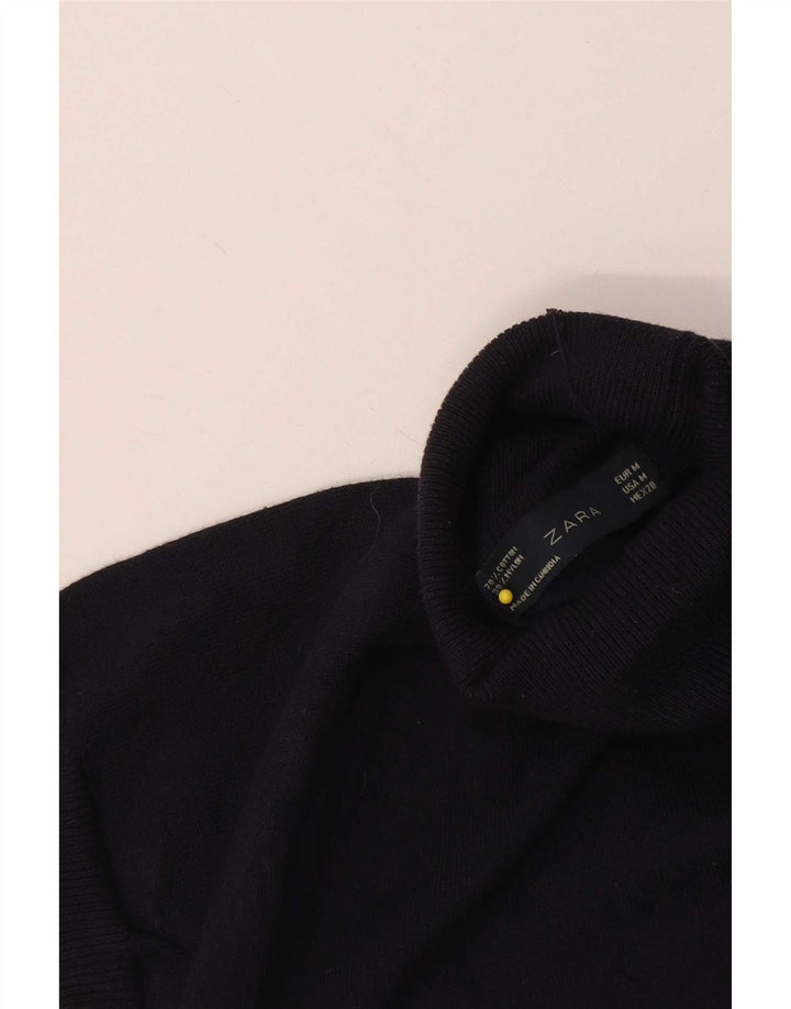 Kurzärmliger Rollkragenpullover von Zara für Damen, Gr. 12, mittleres Marineblau