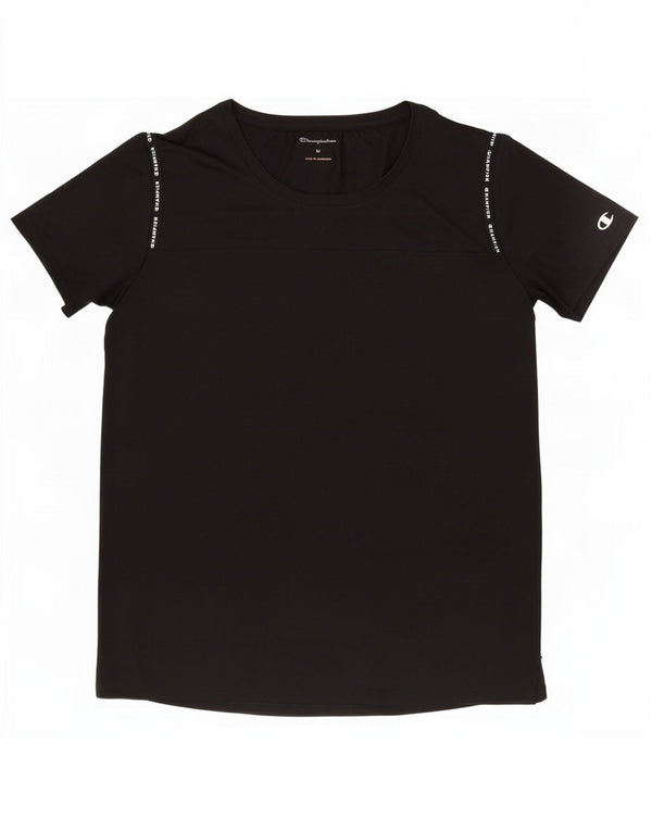 Champion Womens Graphic T-Shirt Top UK 12 Mittelschwarzes Polyester