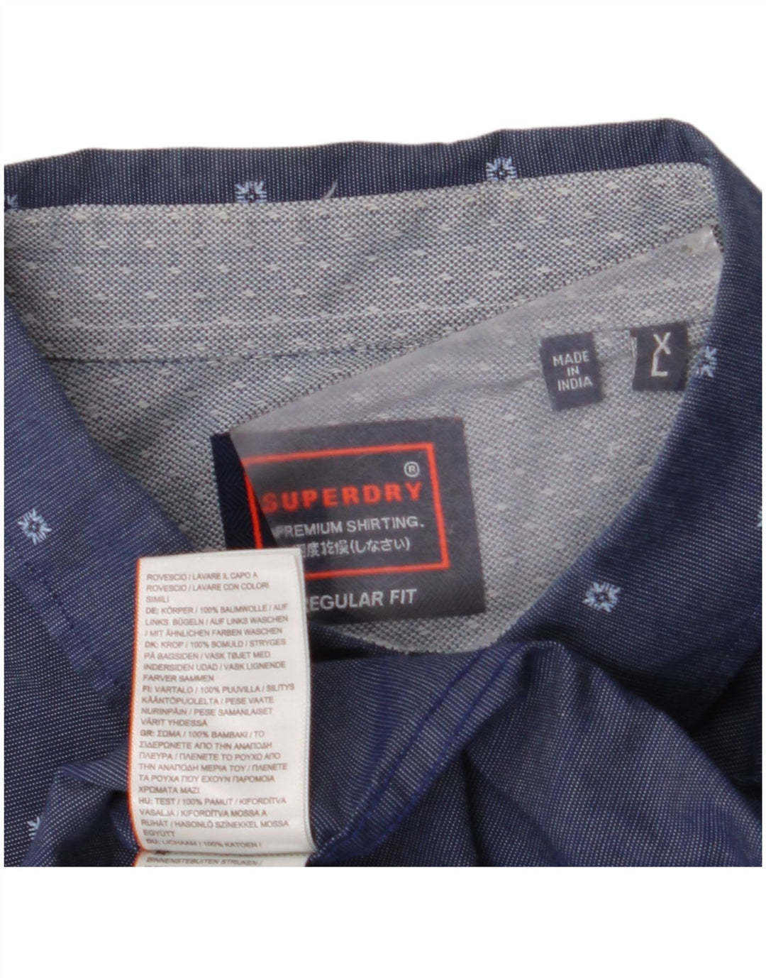 Superdry Herren Kurzarm-Hemd mit normaler Passform XL, blau gepunktete Baumwolle