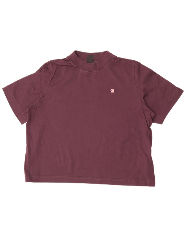 G-Star Damen Crop Oversize T-Shirt Top UK 14 Medium Burgund Baumwolle