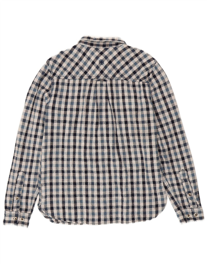 Fat Face Herren-Flanellhemd aus mittelblau karierter Baumwolle