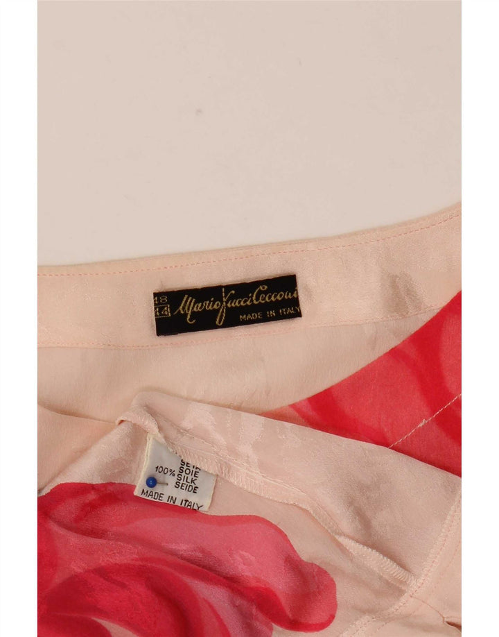 Mario Pucci Cecconi Damen Durchsichtiges Blusenoberteil IT 44 Mittelrosa Blumenmuster