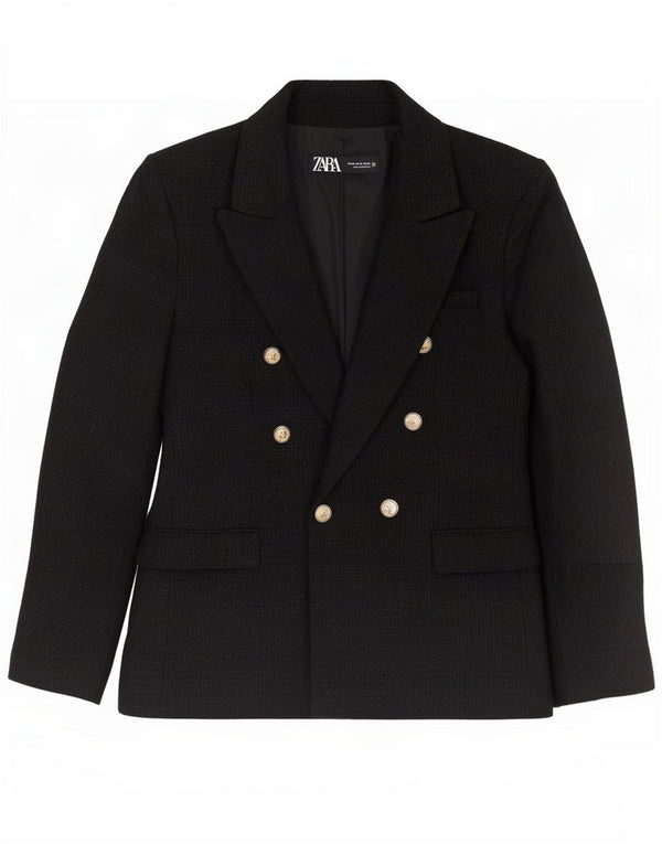 Zweireihiger Blazer für Damen von Zara, Gr. 6, XS, Schwarz, Acryl