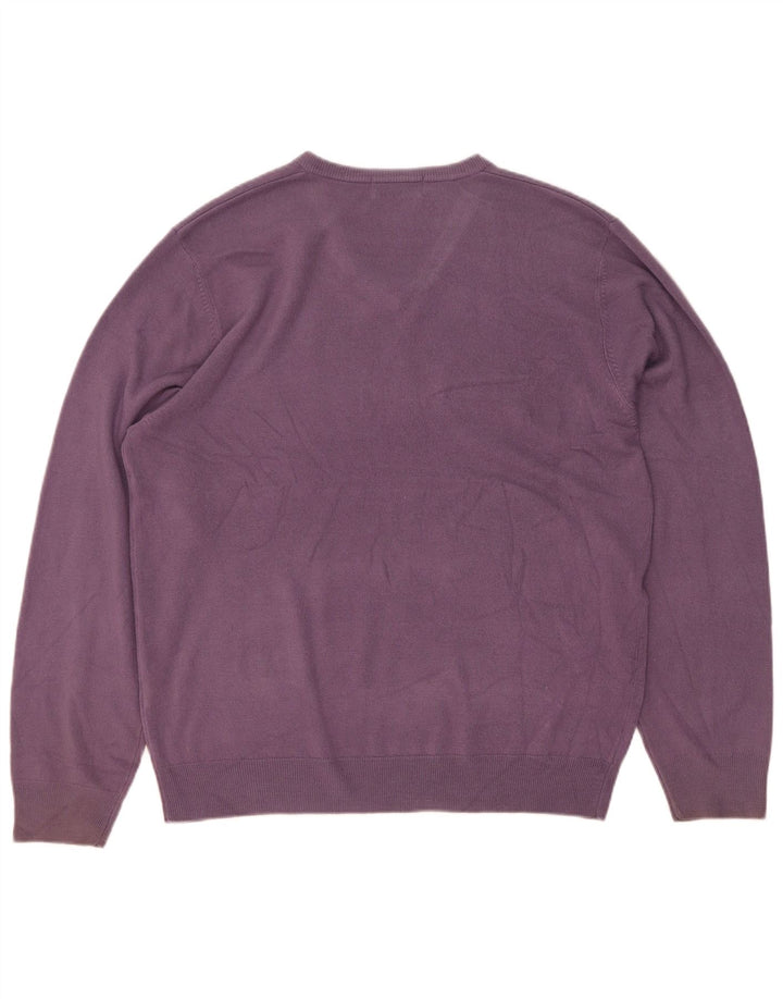 Marks & Spencer Herren Blue Harbour Pullover mit V-Ausschnitt, Größe L, Lila