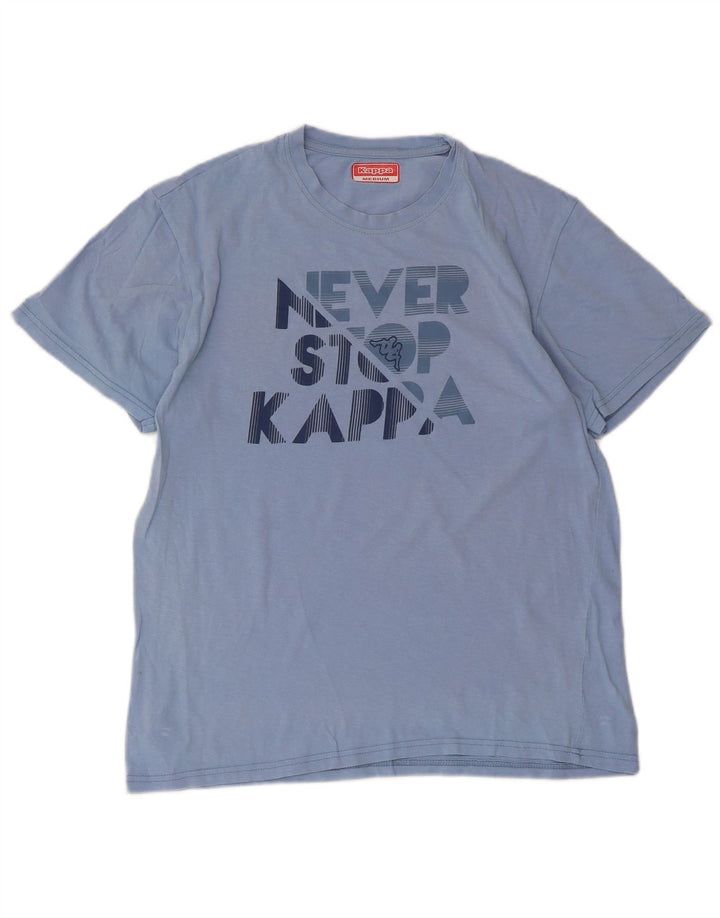 Kappa Damen Grafik-T-Shirt-Oberteil UK 14 Mittelblau