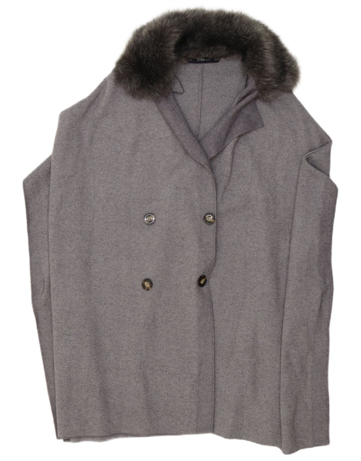 Zara Damen Poncho-Mantel UK 10 Small Graue Viskose